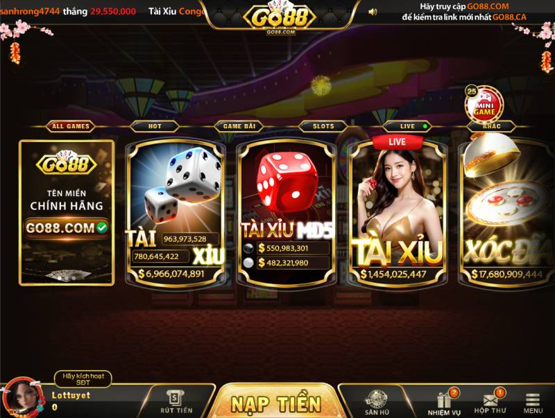Go88 Mzone - game đổi thưởng tài xỉu, cổng game Go88 uy tín số 1 9/2025 9 Giao diện đẳng cấp